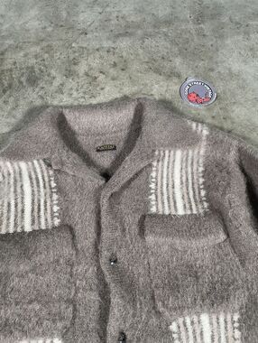 KAPITAL Mohair Camp-collar Striped Knitted Cardigan M 20x26